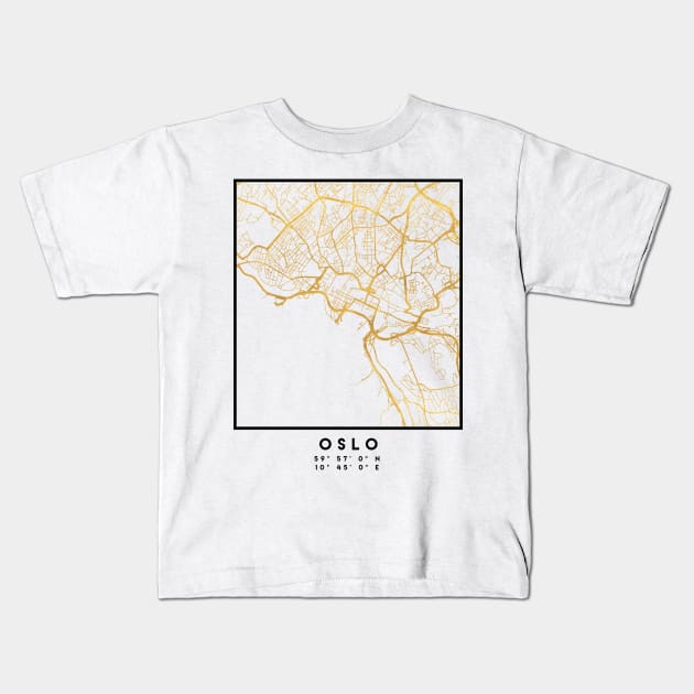 OSLO NORWAY CITY STREET MAP ART Kids T-Shirt by deificusArt